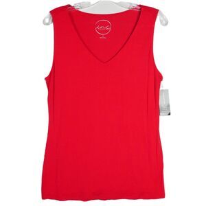INC Woman XL Red Tank Top Tunic Length Wide Straps Stretch Soft V Neck